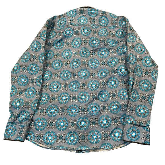 Barabas Shirt Men's‎ 2XL Geometric Long Sleeve All Over Print Cotton Preppy - Picture 8 of 8